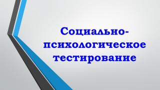 Социально – психологическое тестирование